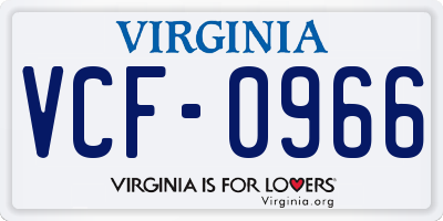 VA license plate VCF0966