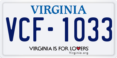 VA license plate VCF1033