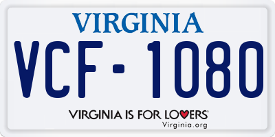 VA license plate VCF1080