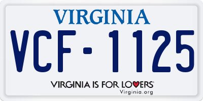VA license plate VCF1125