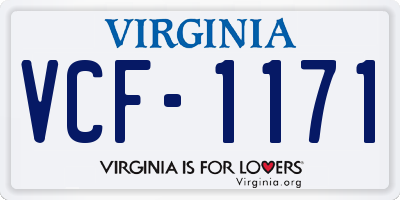 VA license plate VCF1171