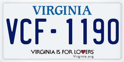 VA license plate VCF1190