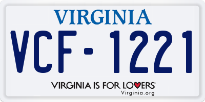 VA license plate VCF1221