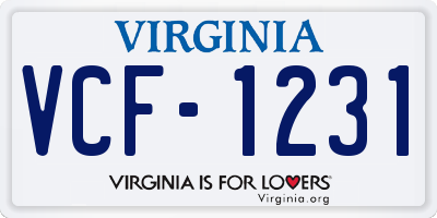 VA license plate VCF1231