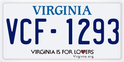 VA license plate VCF1293