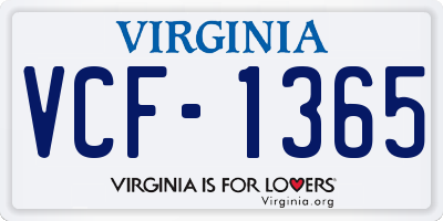 VA license plate VCF1365