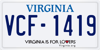 VA license plate VCF1419