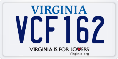 VA license plate VCF162