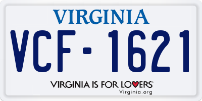VA license plate VCF1621