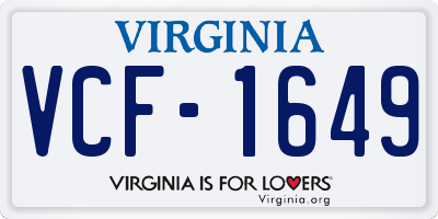 VA license plate VCF1649