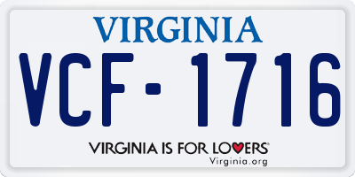 VA license plate VCF1716