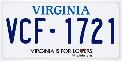 VA license plate VCF1721