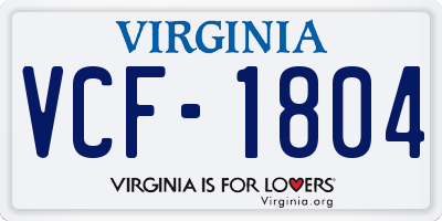 VA license plate VCF1804