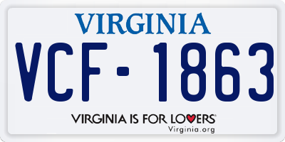 VA license plate VCF1863