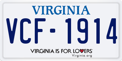 VA license plate VCF1914
