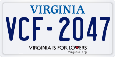 VA license plate VCF2047