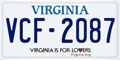 VA license plate VCF2087