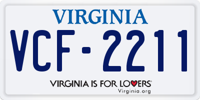VA license plate VCF2211