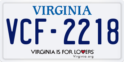 VA license plate VCF2218