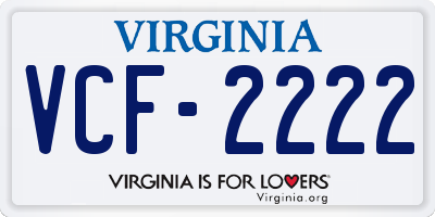 VA license plate VCF2222