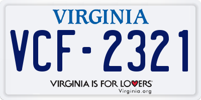 VA license plate VCF2321