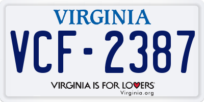 VA license plate VCF2387