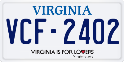VA license plate VCF2402