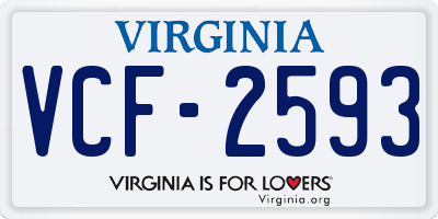 VA license plate VCF2593