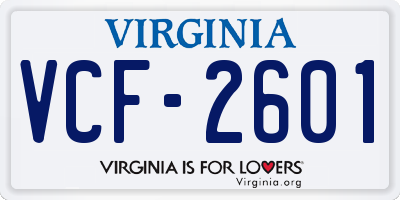 VA license plate VCF2601