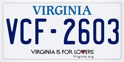 VA license plate VCF2603
