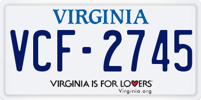VA license plate VCF2745