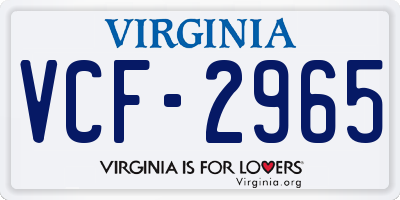 VA license plate VCF2965