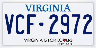 VA license plate VCF2972