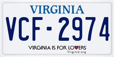 VA license plate VCF2974