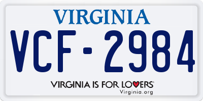 VA license plate VCF2984