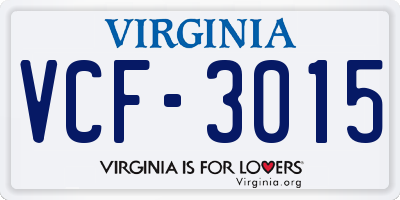 VA license plate VCF3015