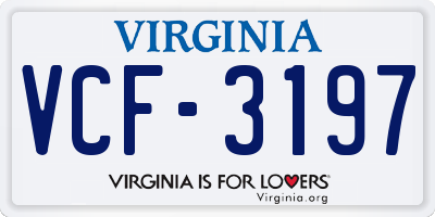 VA license plate VCF3197