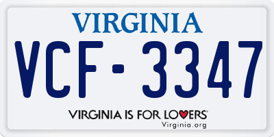 VA license plate VCF3347