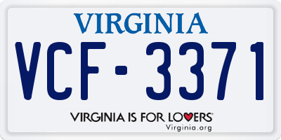 VA license plate VCF3371