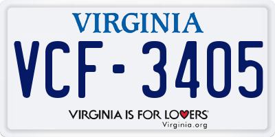 VA license plate VCF3405