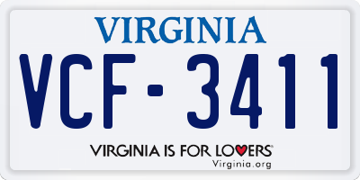 VA license plate VCF3411