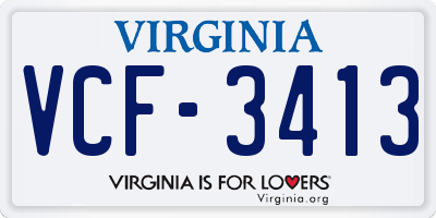 VA license plate VCF3413