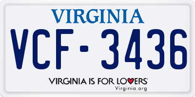 VA license plate VCF3436