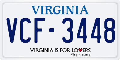 VA license plate VCF3448