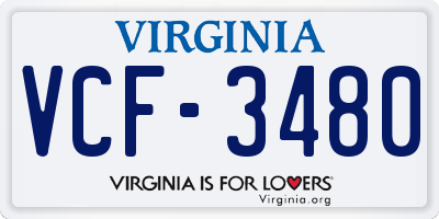 VA license plate VCF3480