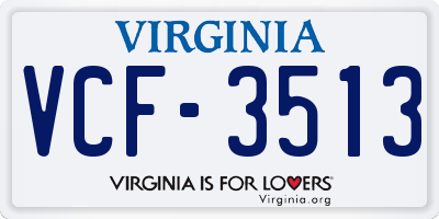 VA license plate VCF3513