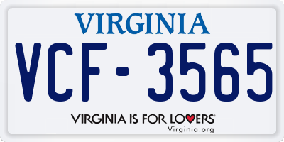VA license plate VCF3565