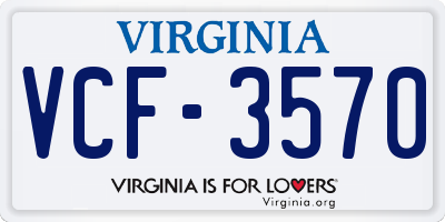 VA license plate VCF3570