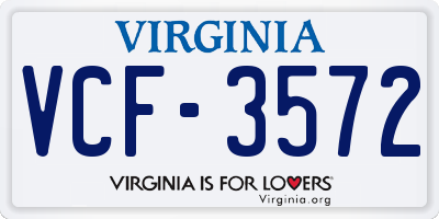 VA license plate VCF3572