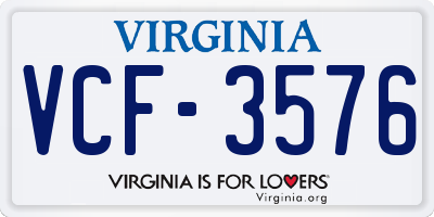 VA license plate VCF3576
